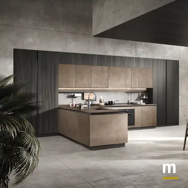 Cucina a ponte con penisola